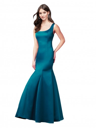 Cheap Long Sleek Satin Prom Dress with U-Back UK