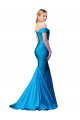 Cheap Off the Shoulder Long Chapel Train Satin Prom Dress UK