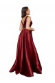 Cheap Sleeveless Deep V-Neck A-Line Satin Prom Dress with Pockets UK