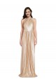Cheap Floor Length Halter Neck Sparkling Sequin Prom Dress with Pleats UK