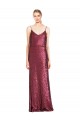 Cheap High Neck Halter Long Slim Sequin Prom Dress with V-Neck and Blouson Bodice UK