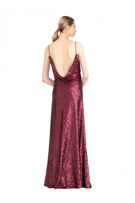 Cheap High Neck Halter Long Slim Sequin Prom Dress with V-Neck and Blouson Bodice UK