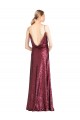 Cheap High Neck Halter Long Slim Sequin Prom Dress with V-Neck and Blouson Bodice UK