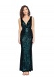 Cheap V-Neck Full Length Sequin Prom Dress with Draped Back UK