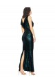 Cheap V-Neck Full Length Sequin Prom Dress with Draped Back UK