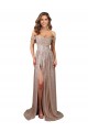 Cheap Strapless Scoop Neck Off the Shoulder Long Sequin Prom Dress with High Slit UK