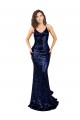 Cheap Mermaid V-Neck Low Back Long Sequin Prom Dress UK