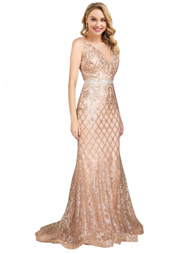 Cheap Sleek Long Mermaid Sparkling Sequin Prom Dress UK