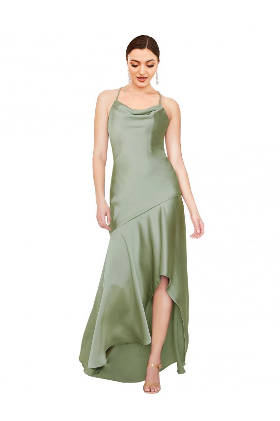 Cheap Silky Satin Prom Dress with Bias Cut Skirt UK