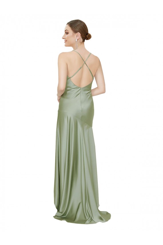 Cheap Silky Satin Prom Dress with Bias Cut Skirt UK