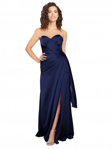 Cheap Floor Length Wrap Skirt Silky Satin Prom Dress UK