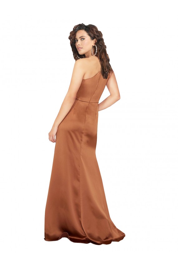 Cheap One Shoulder Silky Satin Prom Dress UK