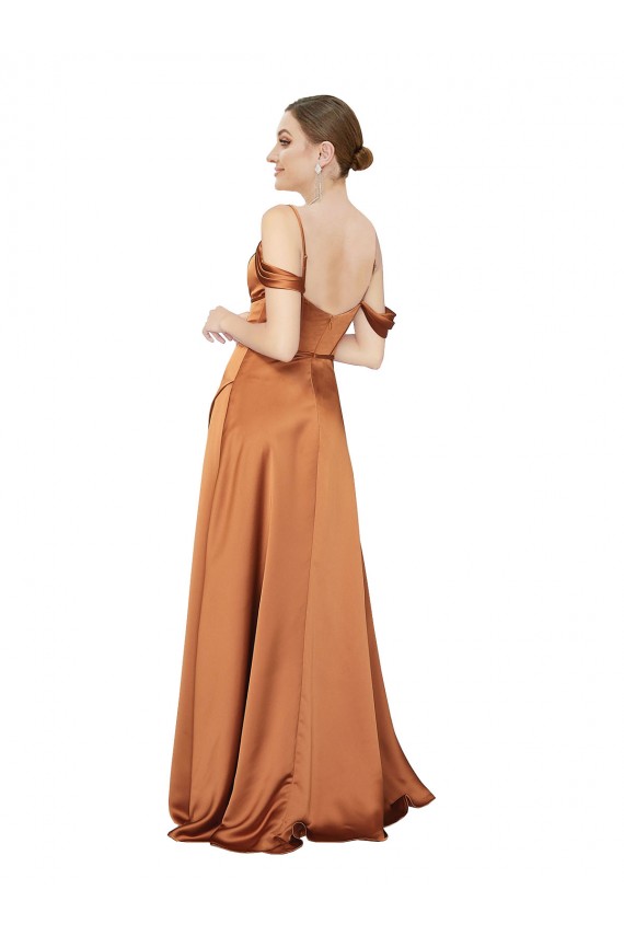 Cheap Silky Satin Prom Dress with Bustier Bodice UK