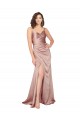 Cheap Floor Length Silky Satin Prom Dress with Front Skirt Slit UK