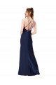 Cheap High Neck Satin Prom Dress with Strappy Back UK