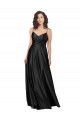 Cheap Full Length V-Neckline Silky Satin Prom Dress with Full Skirt UK