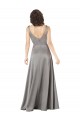 Cheap Plunging V-Neckline Long A-Line Silky Satin Prom Dress UK