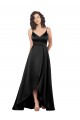 Cheap High Low V-Neckline Silky Satin Tulip Prom Dress with Wrap Skirt UK