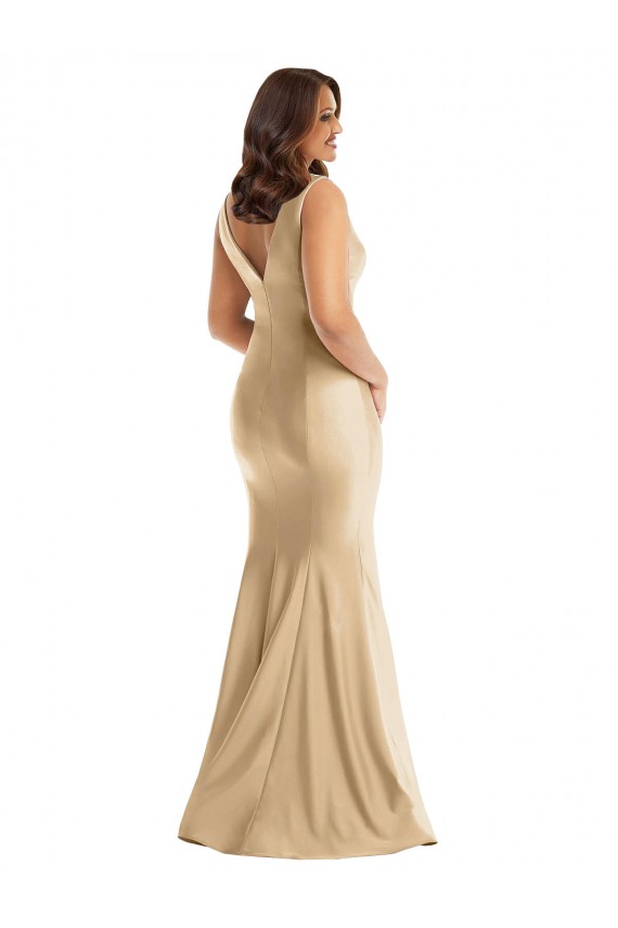 Cheap Shirred Shoulder Silky Satin Mermaid Prom Dress UK