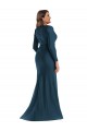 Cheap Long Sleeves Draped Wrap Silky Satin Mermaid Prom Dress with Front Slit UK