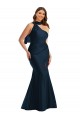 Cheap Scarf Neck One Shoulder Silky Satin Mermaid Prom Dress with Front Slit UK
