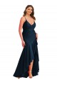 Cheap Pleated Wrap Ruffled High Low Silky Satin Prom Dress UK