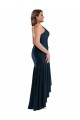 Cheap Pleated Wrap Ruffled High Low Silky Satin Prom Dress UK