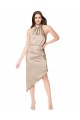 Cheap Silky Satin High Low Midi Length Cocktail Prom Dress / Homecoming Dress with Asymmetric Skirt UK
