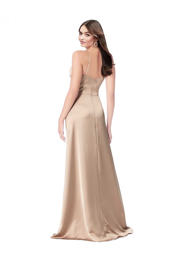 Cheap Silky Satin Prom Dress with Draped Surplice Bodice UK