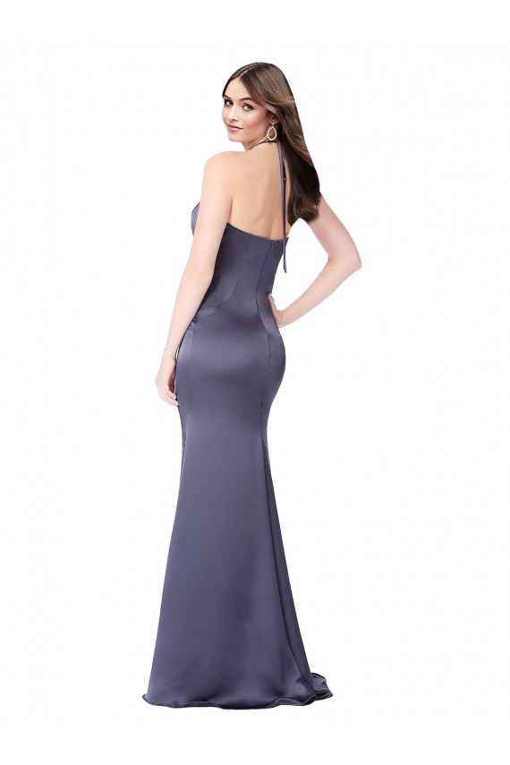 Cheap Fit and Flare Silky Satin Prom Dress UK