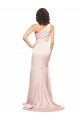 Cheap Full Length One Shoulder Long Silky Satin Prom Dress with High Split UK