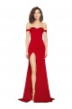 Cheap Off the Shoulder Sweetheart Bustier Style Silky Satin Prom Dress with Side Split UK