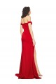 Cheap Off the Shoulder Sweetheart Bustier Style Silky Satin Prom Dress with Side Split UK