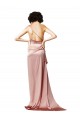 Cheap Low Back One Shoulder Full Length Silky Satin Prom Dress UK
