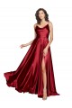 Cheap Cowl Neckline Long Silky Satin Prom Dress with Spaghetti Straps UK