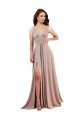 Cheap Long A-Line Plunge V-Neckline Spandex Prom Dress with Slit UK