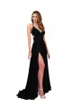 Cheap High Slit Open Back Long Spandex Prom Dress with Lined Crossover Bust UK