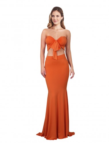 Cheap Strapless Bandeau Bodice Long Spandex Prom Dress UK