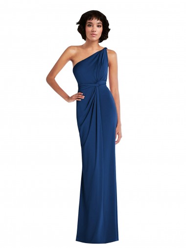 Cheap Grecian Inspired One Shoulder Twist Draped Maxi Spandex Prom Dress UK