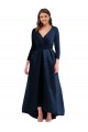 Cheap Long Sleeves Wrapped Spandex Prom Dress with High Low Full Skirt and Pockets UK