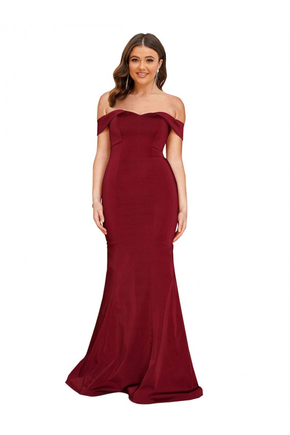 Cheap Off Shoulder Sleeves Sweetheart Neckline Long Spandex Prom Dress UK