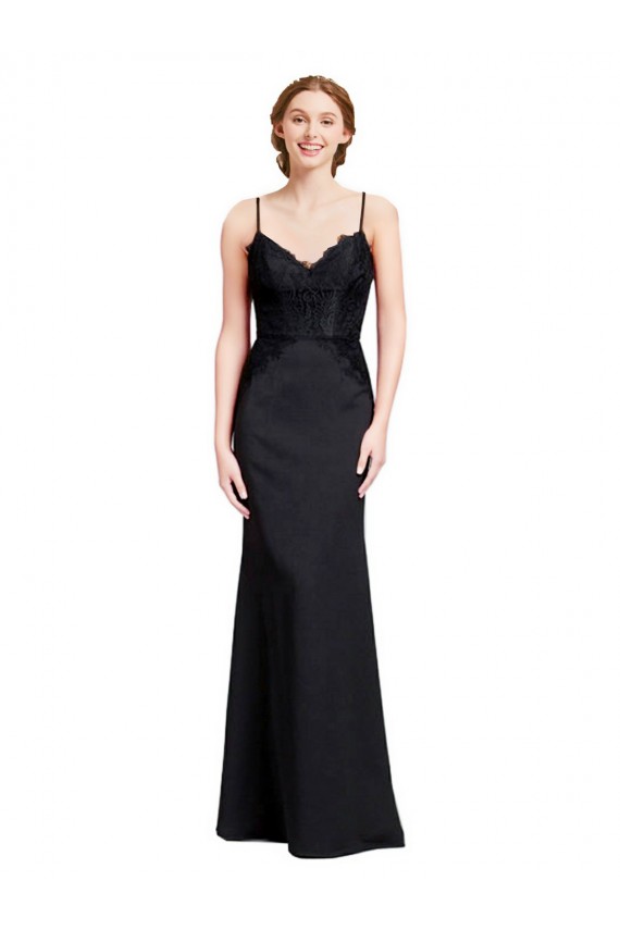 Cheap Long Chiffon Prom Dress with Lace Bodice and Curved V-Neckline UK