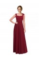 Cheap Square Neck Subtle Cap Sleeeves Crepe Prom Dress UK