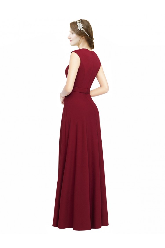 Cheap Square Neck Subtle Cap Sleeeves Crepe Prom Dress UK