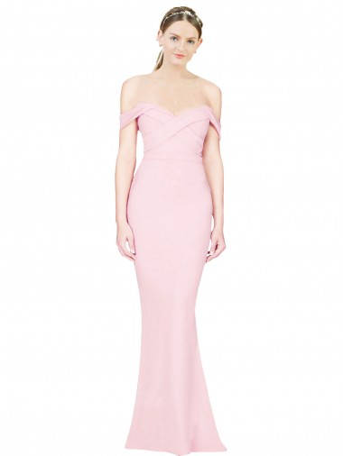Cheap Full Length Off the Shoulder Prom Dress with Twist Front UK