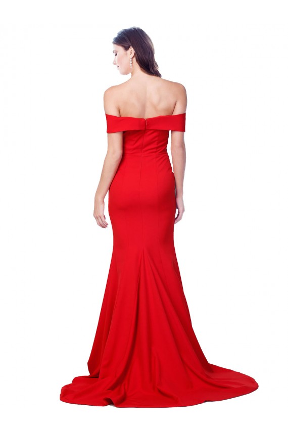 Cheap Criss Cross Full Length Long Crepe Prom Dress with Side Split UK