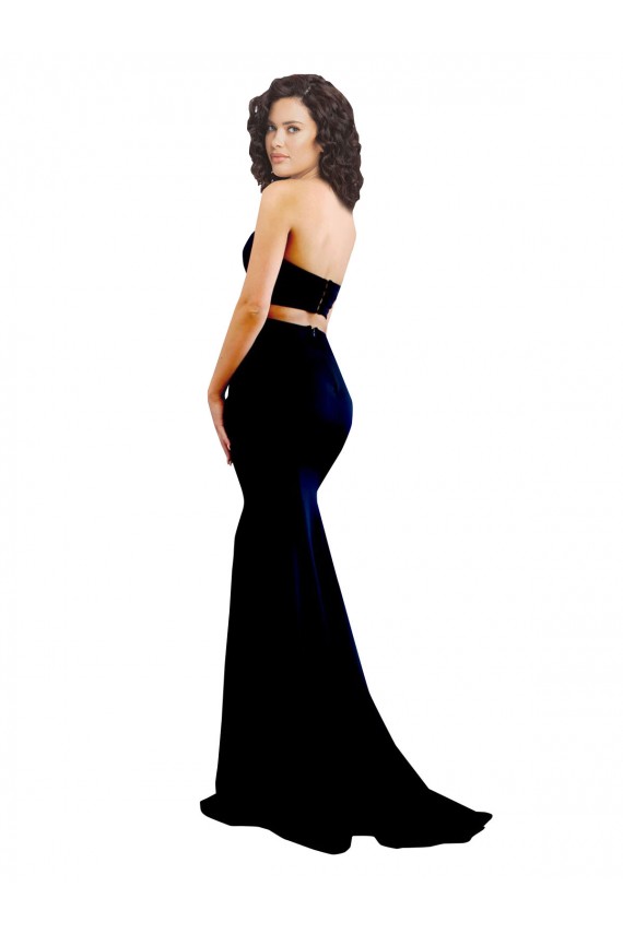 Cheap Two Piece High Neck Crepe Prom Dress UK