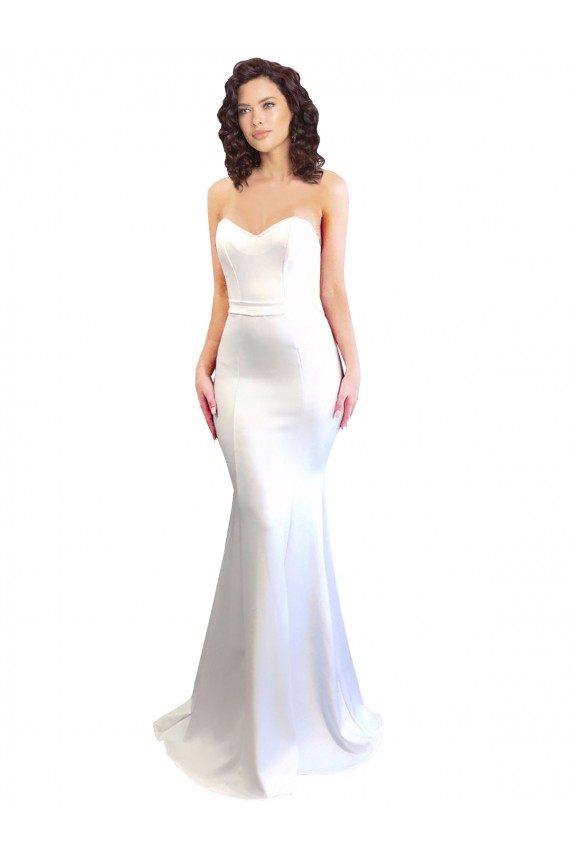 Cheap Sweetheart Strapless High Neck Long Crepe Prom Dress UK