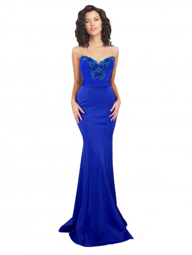 Cheap Sweetheart Flower Neckline High Neck Crepe Prom Dress UK