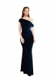 Cheap Draped Off the Shoulder Fitted Crepe Prom Dress UK